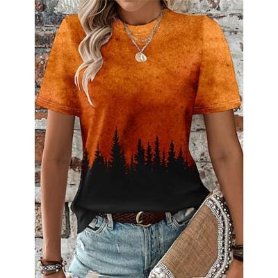 T-shirt pour femme Tee Imprimé Quotidien Week-end Mode Manches Courtes Col Rond Rouge Été