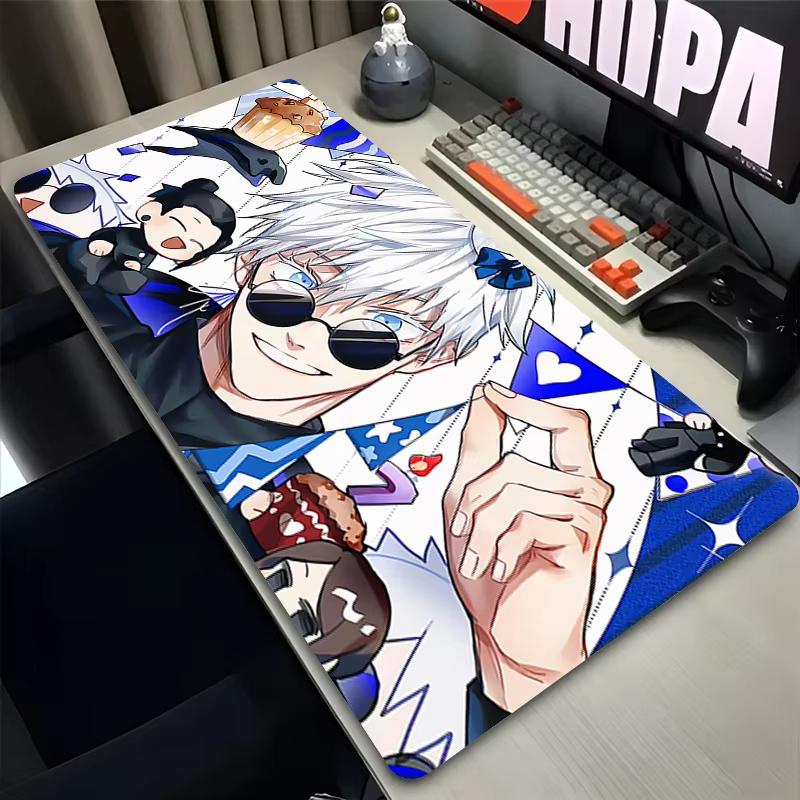 Mauspad Computer Gaming Zubehör Cooles HD-Mauspad Gummi Erweitertes Schreibtischunterlage Laptop Gamer J-jujutsu Kaisen Gojo Tastaturpad