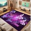 Butterfly Theme Crystal Velvet Floor Rug Personalized Custom Name Text Warm Carpet Home Decoration