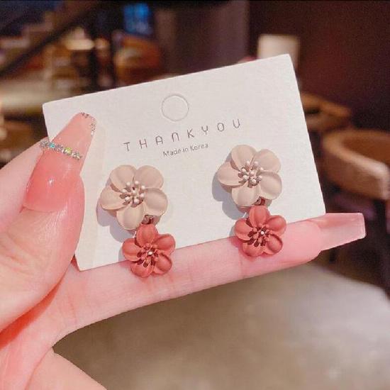 

Women S Flower Earrings, Elegant Luxury Stud Earrings, Winter Ear Jewelry розовый