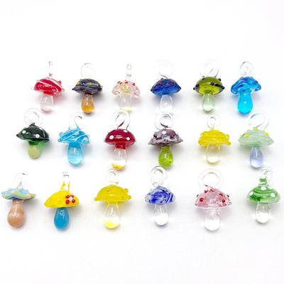 Hand-painted Colorful Mushroom Glass Bead Pendant for DIY Necklaces & Jewelry Accessories