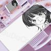 Kawaii Black & White Anime Girl Table Mat Large Mouse Pad Office Keyboard Lock Edge Desk Mat Gamer Accessories Non-slip Mousepad
