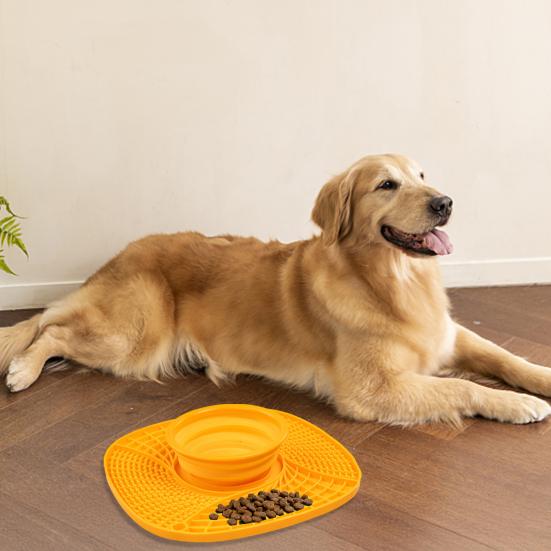 Pet Slow Feeder Mat Collapsible Silicone Dog Food Bowl with Lick Mat Slow Feeding Puzzle Bowl for Dogs And Cats