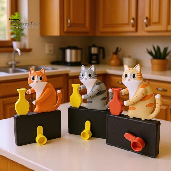 Animal Fridge Magnet Cat Pushing Vase Refrigerator Magnet, 3D Printed Whiskers Holder Pet Memorial Keepsake Decoration, Gift for Cats Lovers