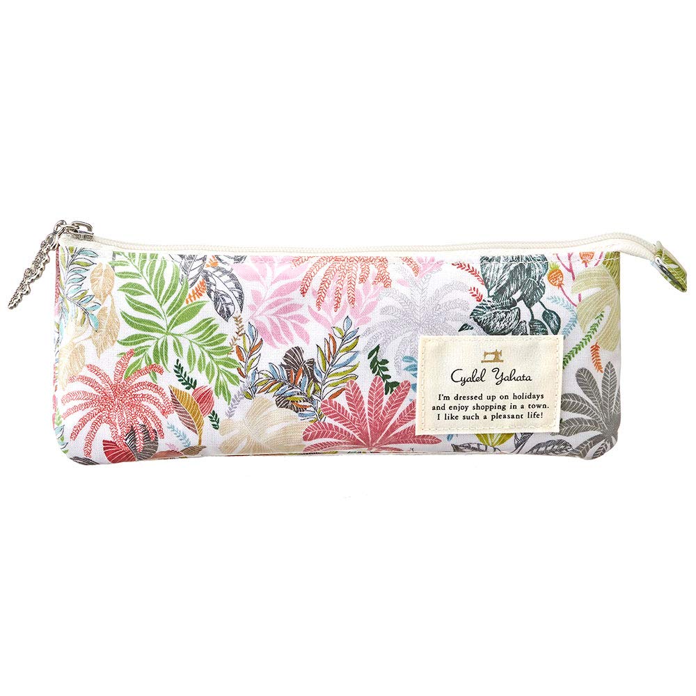 Cyalel Yahata LC Double Pencil Floral Made in Japan Forest Case, Compact, Women's, Print, Cute, Stylish, (Mixed White)
