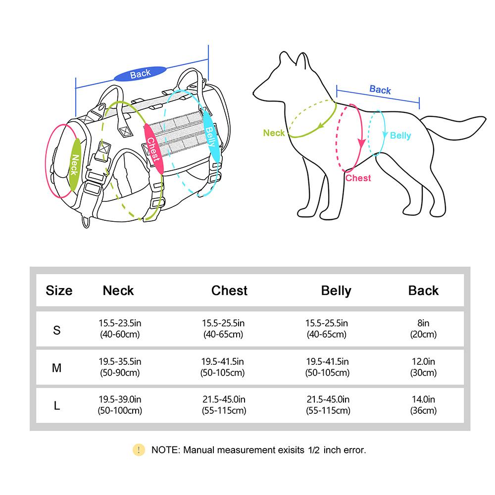 Nylon Tactical Dog Harness Military Dogs Vest Durable Pet Training Harnesses with Flags for Medium Large Dogs Golden Retriever
