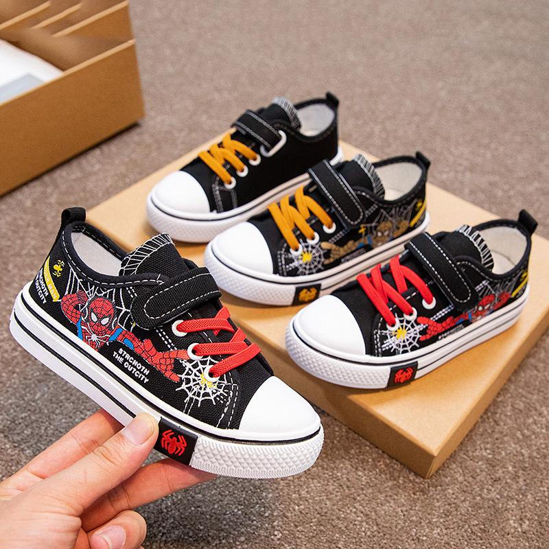 Boys Korean Breathable Cartoon Velcro Canvas Shoes Autumn Non Slip Soft Sole Casual Sneakers