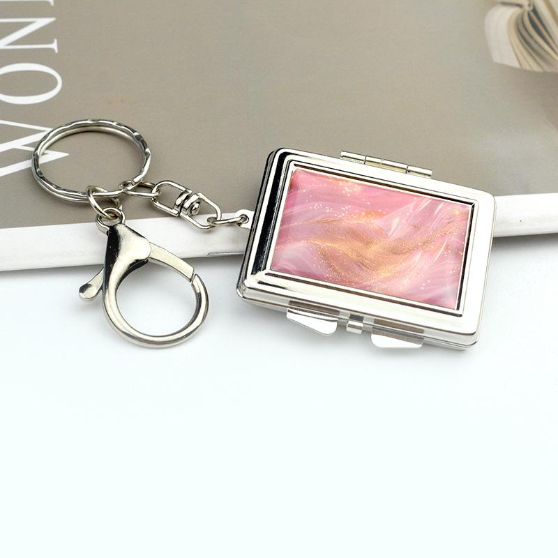 Mini Heart-Shaped Double-Sided Mirror Keychain - Portable Metal Pendant Gift