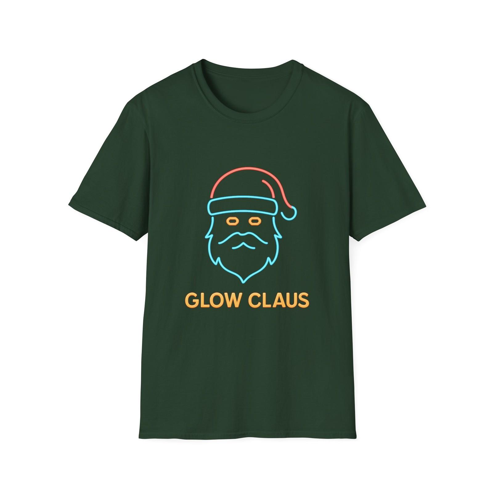 Unisex Softstyle T-Shirt Mens Womens Tees Top Santa Neon Outline Glowing Christmas Holiday 2XL
