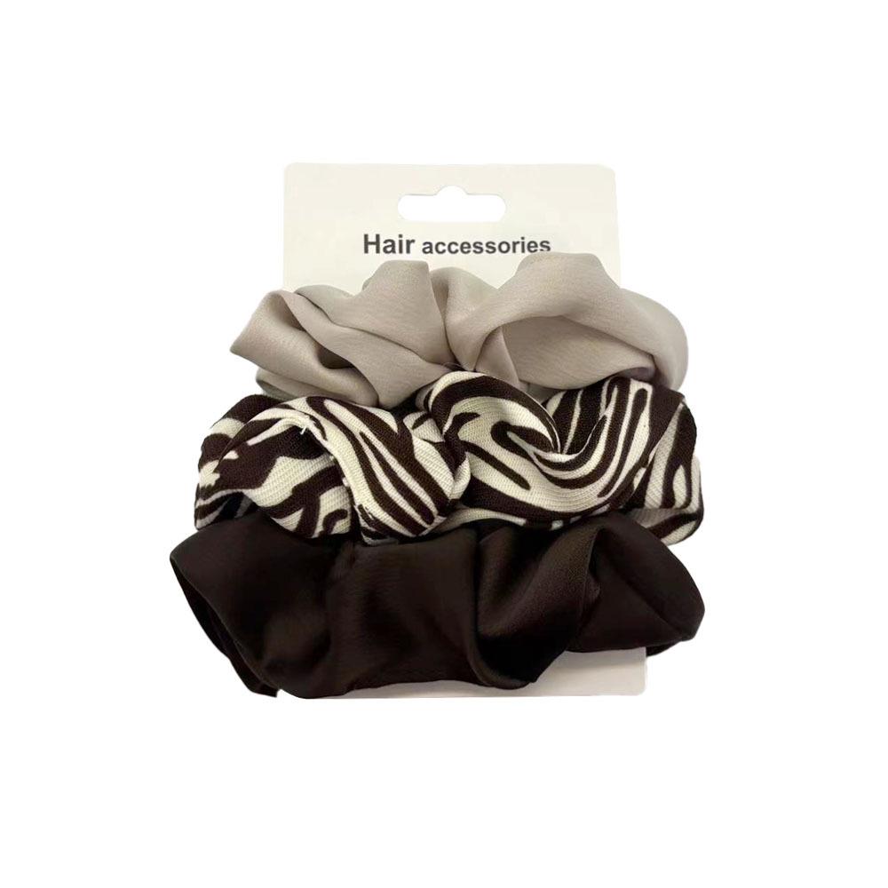 Elegant Silk Satin Striped & Leopard Hair Tie Bun Accessory