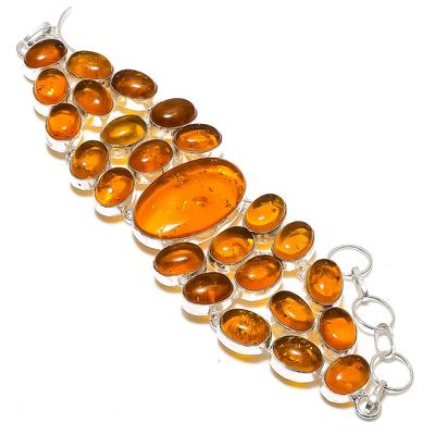 Baltische Amber Handgemaakte 925 Sterling Zilveren Armband 7-8" A0R50
