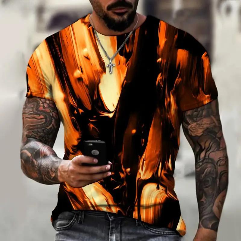 Brand Men's T-shirts Are Suitable for Men In Spring and Summer Colorful Printing 3D Stereo Art Street Sports Fitness