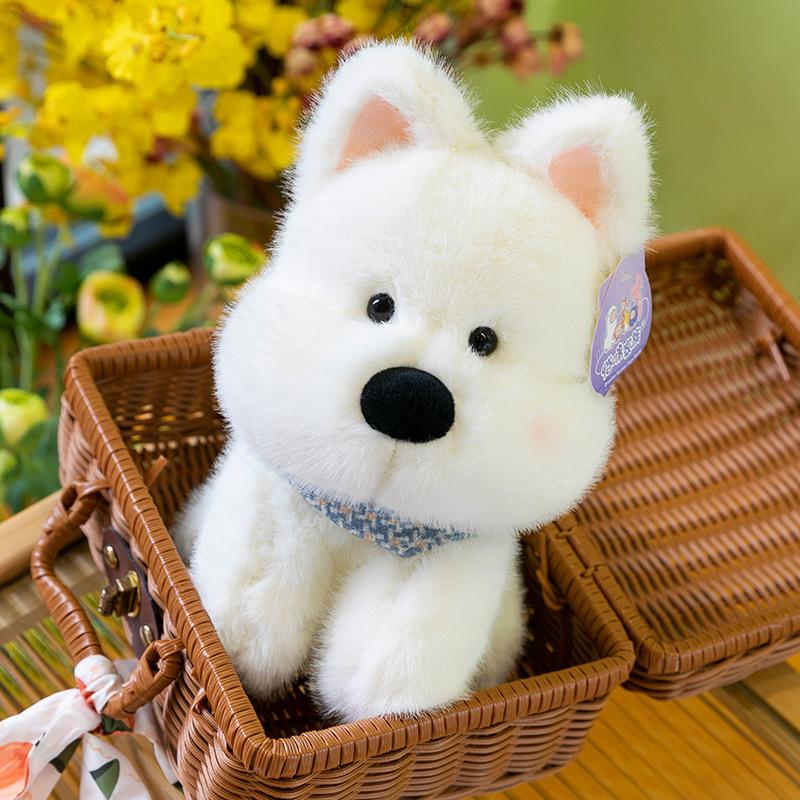 

Милый шарф вест хайленд терьер кукла плюшевая игрушка милая кукла собака ребенок успокаивающий девочка кровать подушка для бросания 25cm（0.15kg） белый