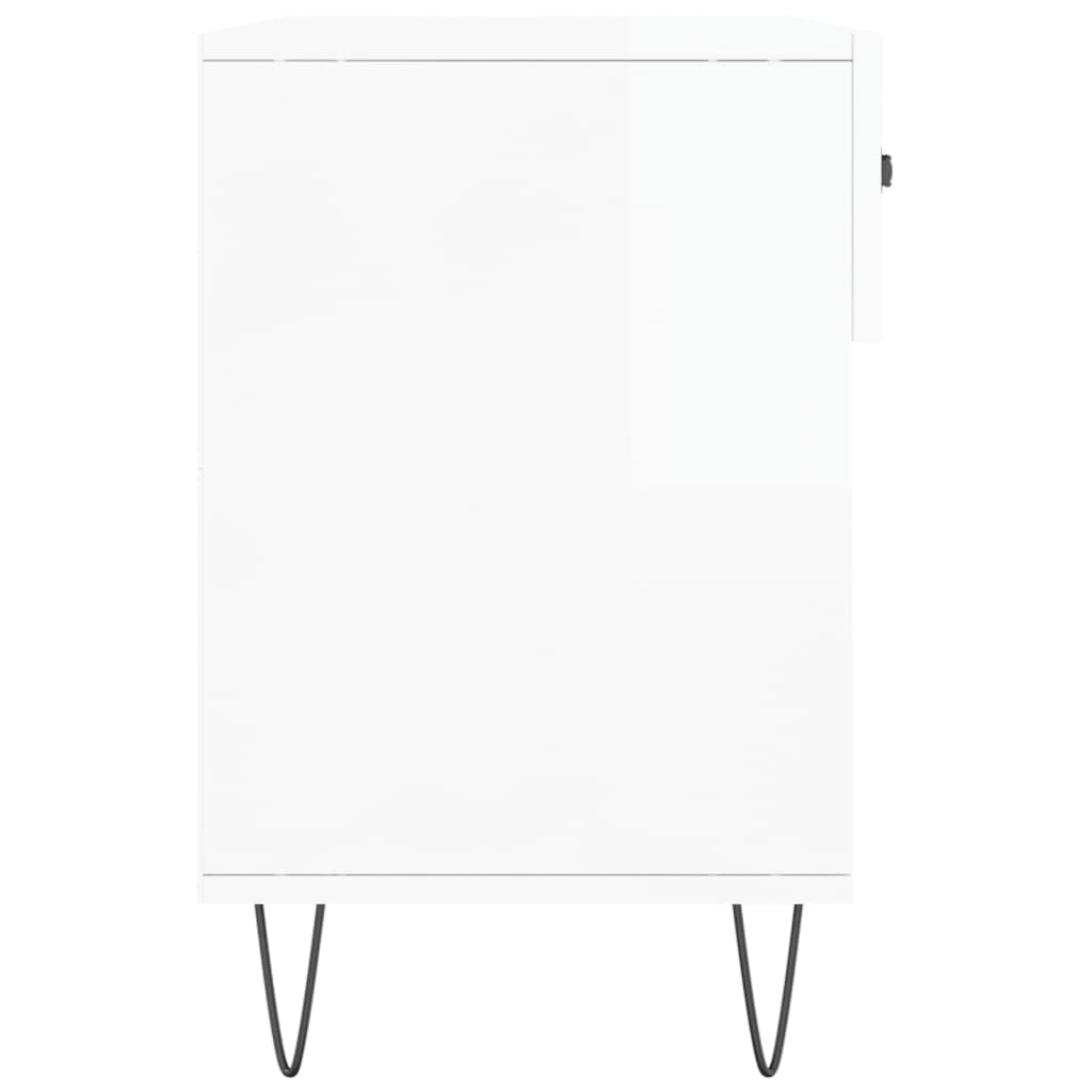 Shoe Bench High Gloss White 102 x 35 x 55 cm Engineered Wood