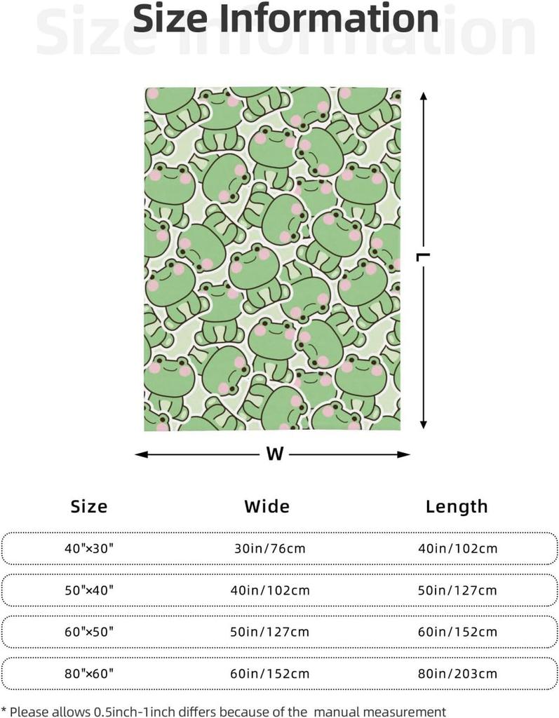 Süßer Frosch Kawaii Fleece-Überwurf Ultraweich Gemütlich Dekorativer Flanell-Decke für Zuhause Bett Sofa Stuhl Reise 60x50in