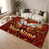 Music Drums Theme Soft Crystal Velvet Rug Custom Name & Text Print Non Slip Floor Rug for Bedroom Living Room