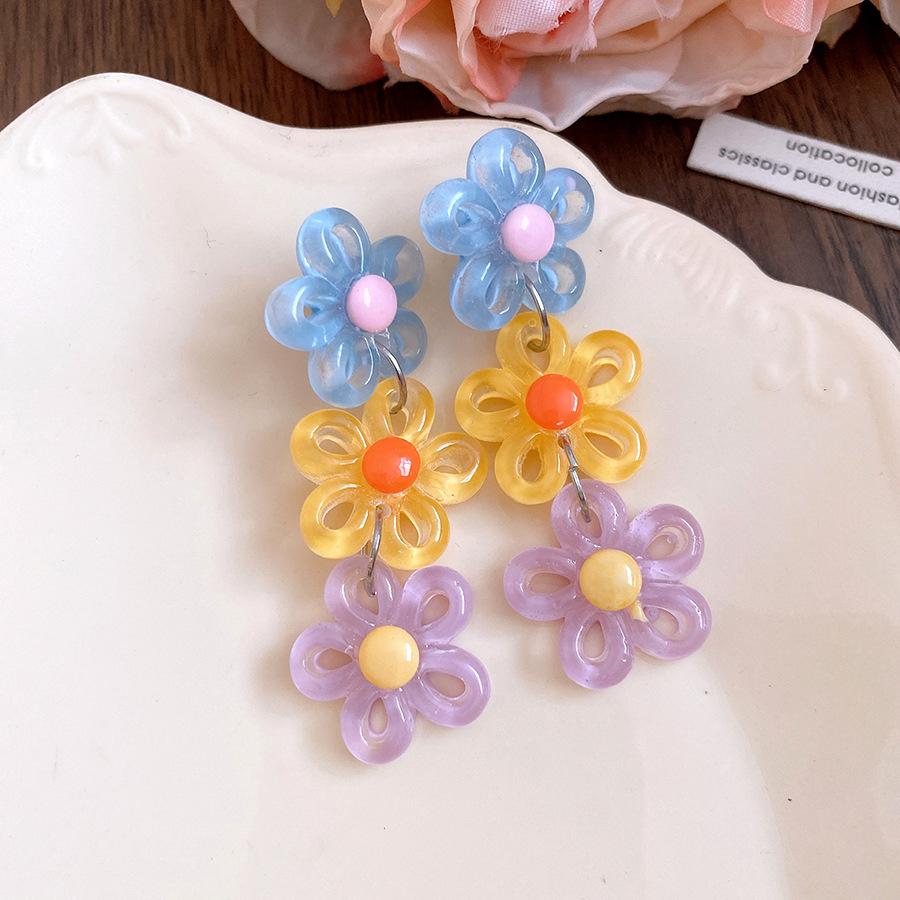 Contrast Color Flower Clavicle Chain Cute Vacation Style Jewelry