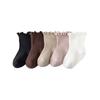 5Pairs Solid Color Ruffle Baby Cotton Socks Breathable Cute Toddle Short Tube Socks Autumn Spring Mid-calf Newborn Socks Newborn