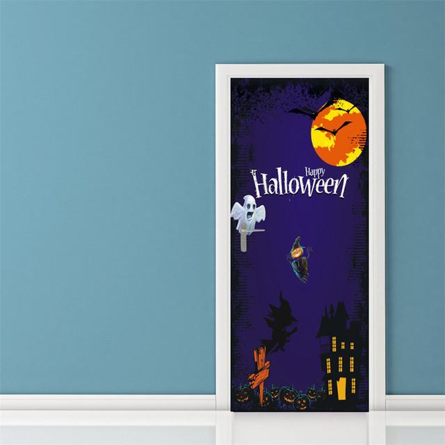 3D Gray Horror Wallpaper For Halloween Decoration Door Sticker Self-adhesive Waterproof PVC Wall Decal Party Decor Zombie Mural