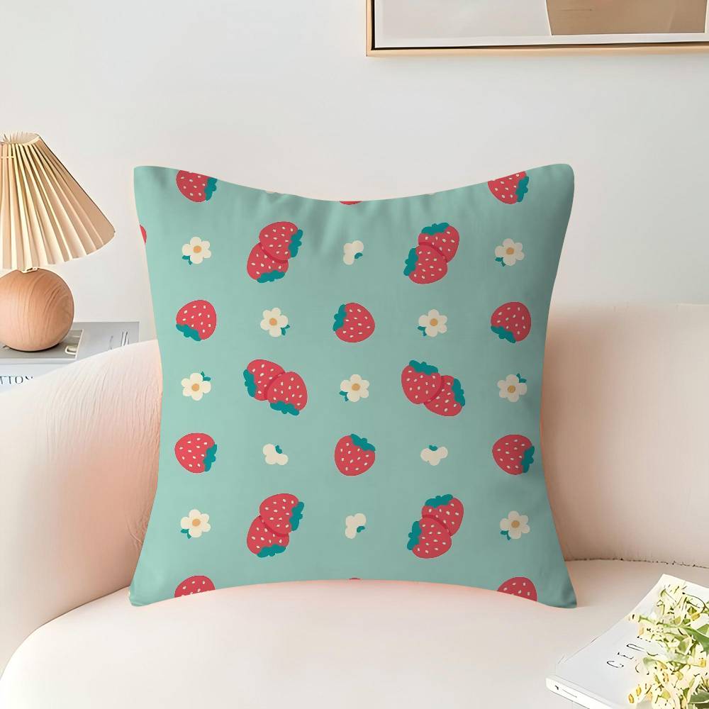 

Cute Strawberry Maple Design Cushion Cover Happy Autumn Harvest Decor Holiday Decorati Pillow Cover 16x16Inch