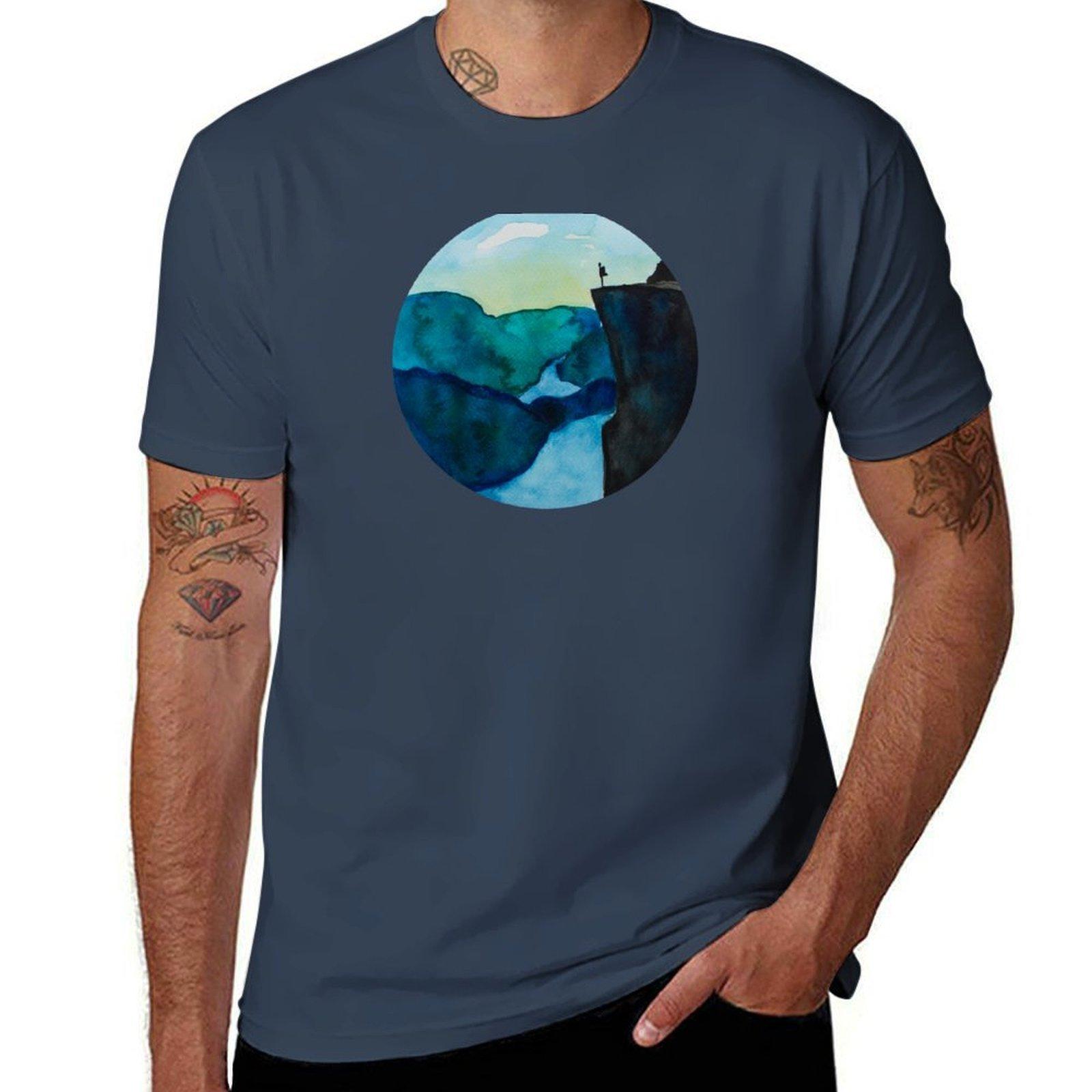 Norway Preikestolen I Backpacker I Watercolour Design Tshirt Basic Breathable Solid Color Tshirt S