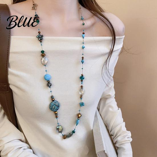 Choker Necklace Vintage Beaded with Colorful Stones Friendly To Stone
