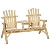 Garden Bench Combo for 2, Integrated Table, Natural Wood, 157 X 88 X 103 Cm