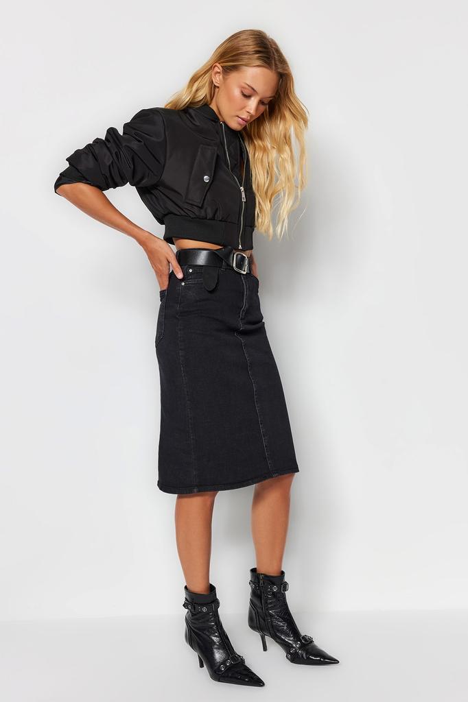 Черная джинсовая юбка миди TWOSS21ET0297.. купить недорого — выгодные ...