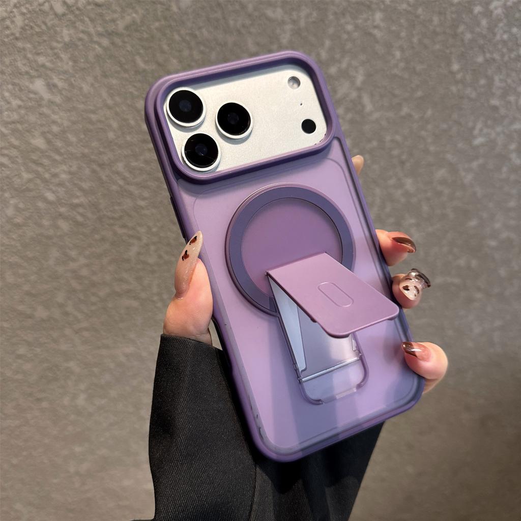 For iPhone 17 Pro Max Case Compatible with MagSafe Foldable Kickstand Skin Touch PC TPU Phone Cover