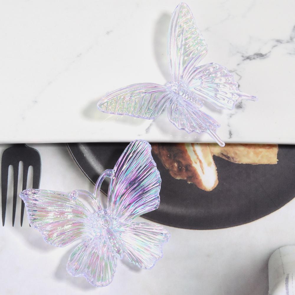 5pcs Acrylic Butterfly Gradient Color Transparent Ornament For DIY Home Festival Wedding Party Jewelry Decoration Accessories