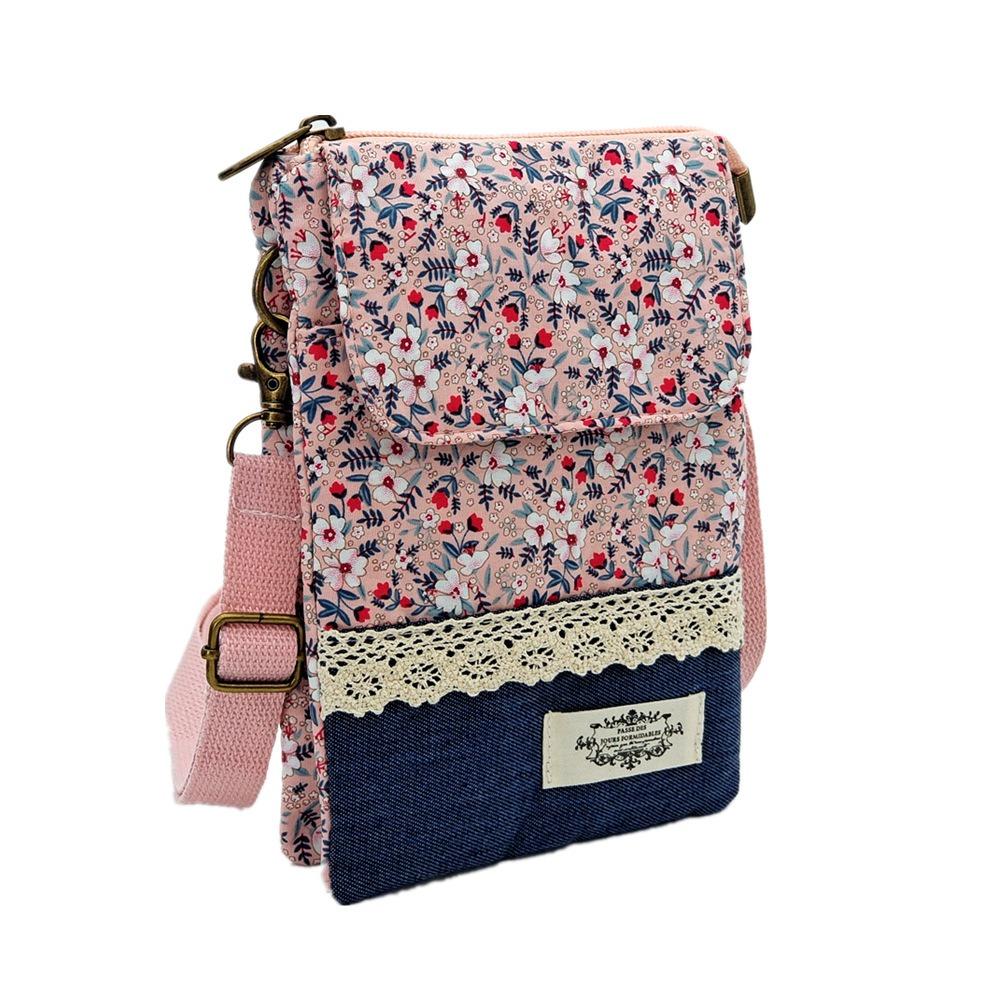 New Adjustable Strap Crossbody Bag Print Five-layer Phone Purse Fresh Pastoral Handbags Women