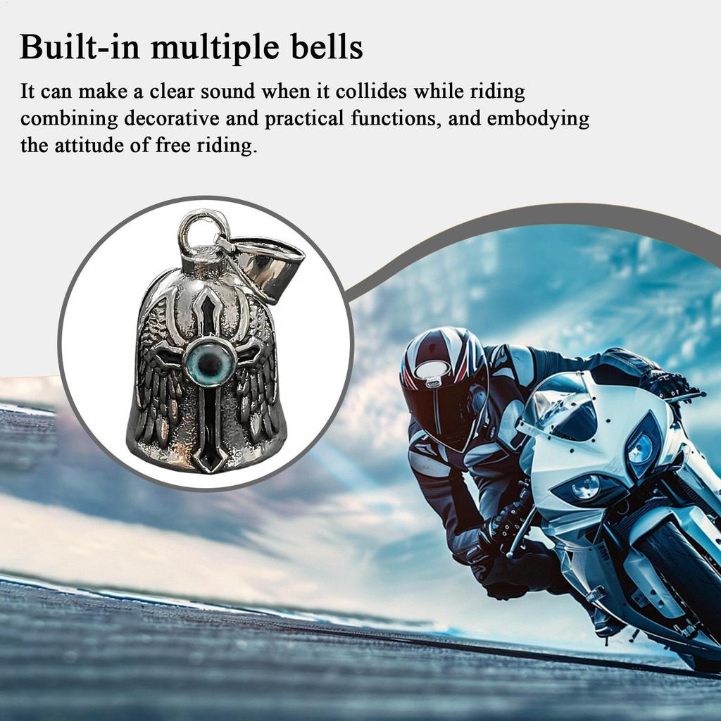 Motorcycle Bell Decor Evil Eye Motorcycle Bell For Luck Riding Safety Alloy Handlebar Accessory Protective Ornament For Dad