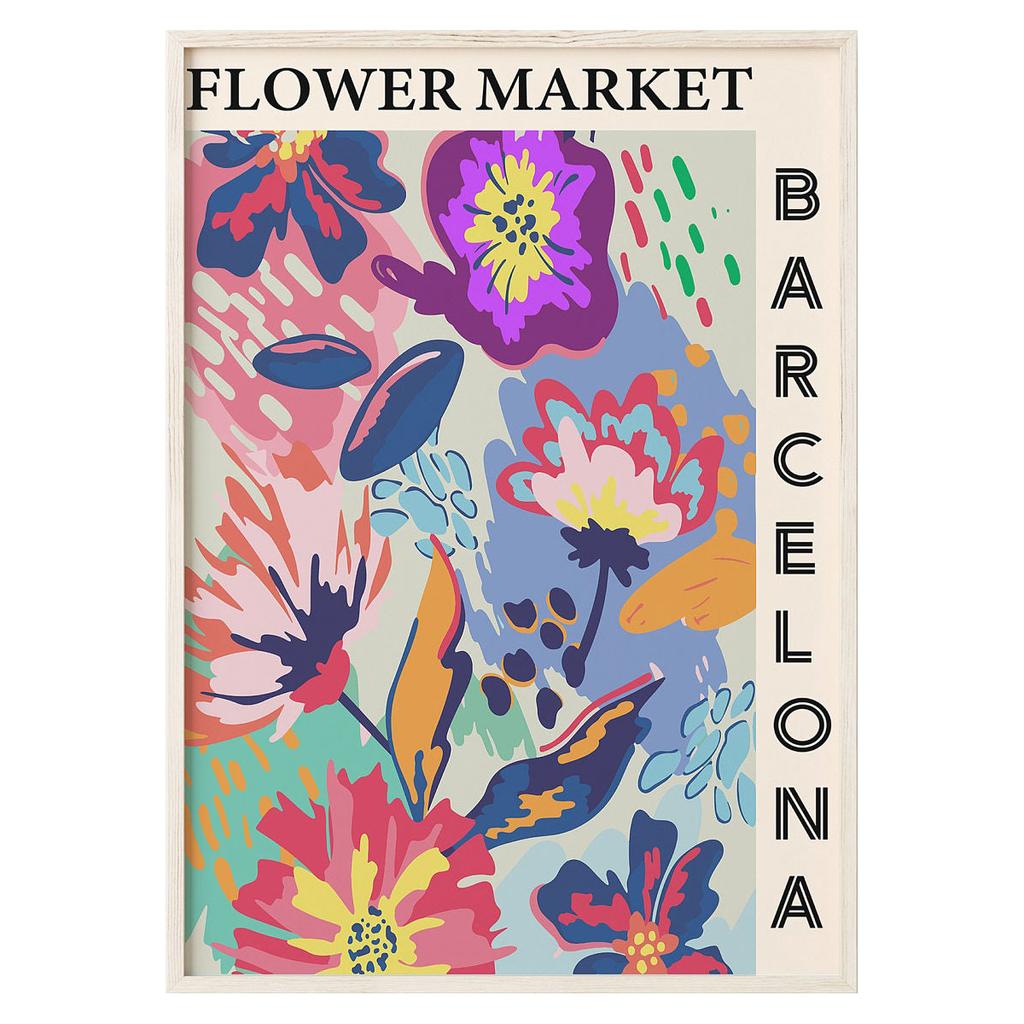 Minimalist Flower Poster Abstract Flower Market Canvas Painting Print Nordic Style Wall Art Picture for Living Room Home Decora