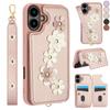 Crossbody-Armband Leder Handyhülle für iPhone 16 15 14 13 12 11 Pro Max XS 14 Plus Lanyard Magnetischer Verschluss Kartenhalter Hülle