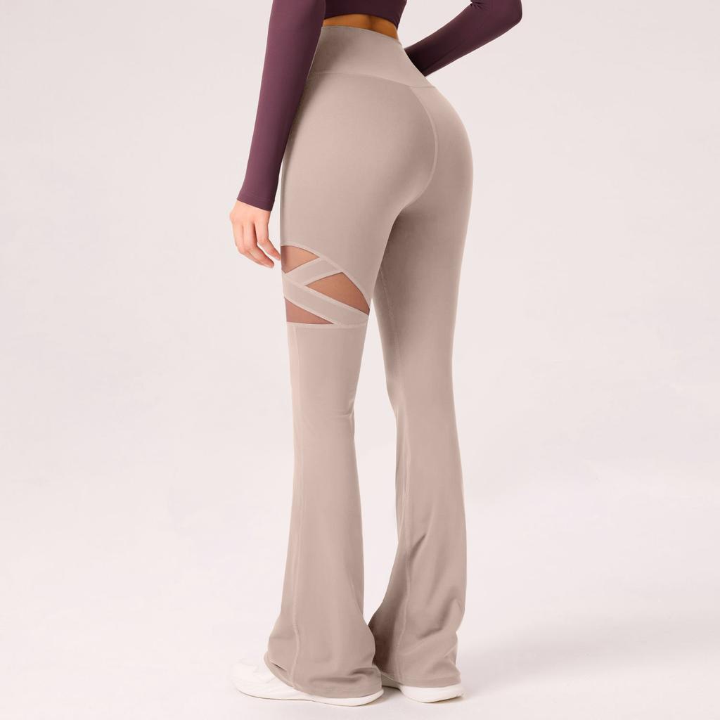 Women's High-Waisted Butt-Lifting Slightly Flared Openwork Breathable Slimming Yoga Leggings