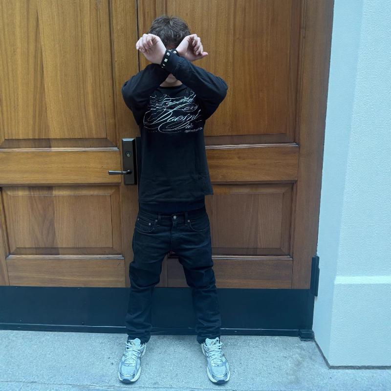 European and American style dark printed long sleeved retro street trend y2k pullover top