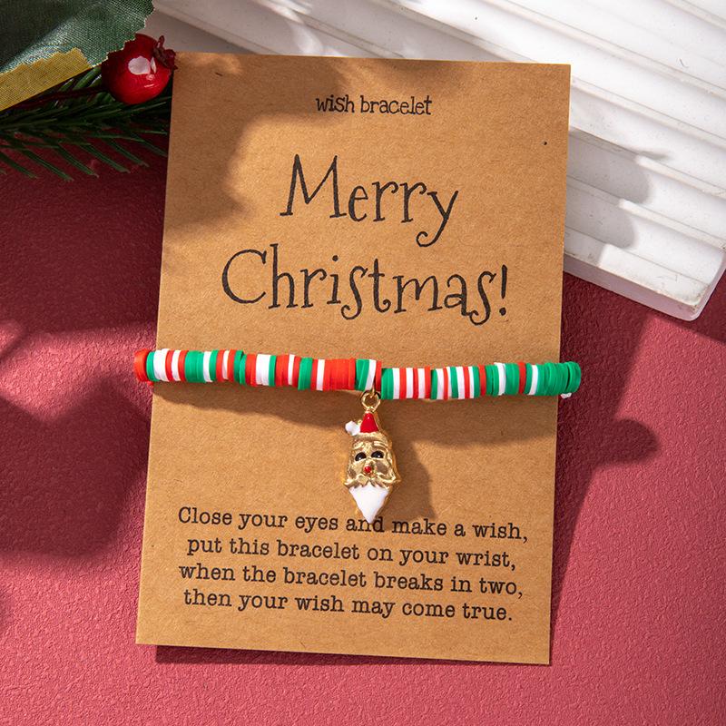 European and American Christmas popular soft pottery bracelet, elk snowman Christmas tree alloy pendant, gift jewelry