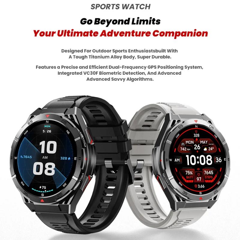 2025 Nowy Oryginalny Smartwatch GPS Ultra 466*466 HD Wyświetlacz AMOLED Sportowy Kompas Połączenia BT Wodoodporny IP69 Smart Bransoletka Dla HUAWEI