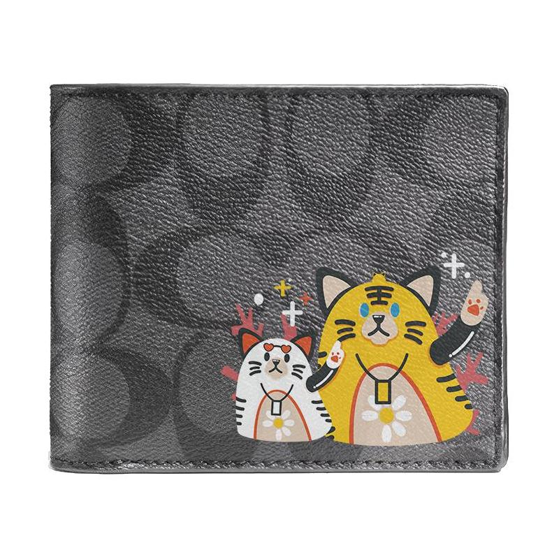 

COACH wallet [Customized bag] 3 IN 1 Made of Magnolia Relief Printed Short Three-in-One Same Style for Men and Women A tiger father has no sons чорний