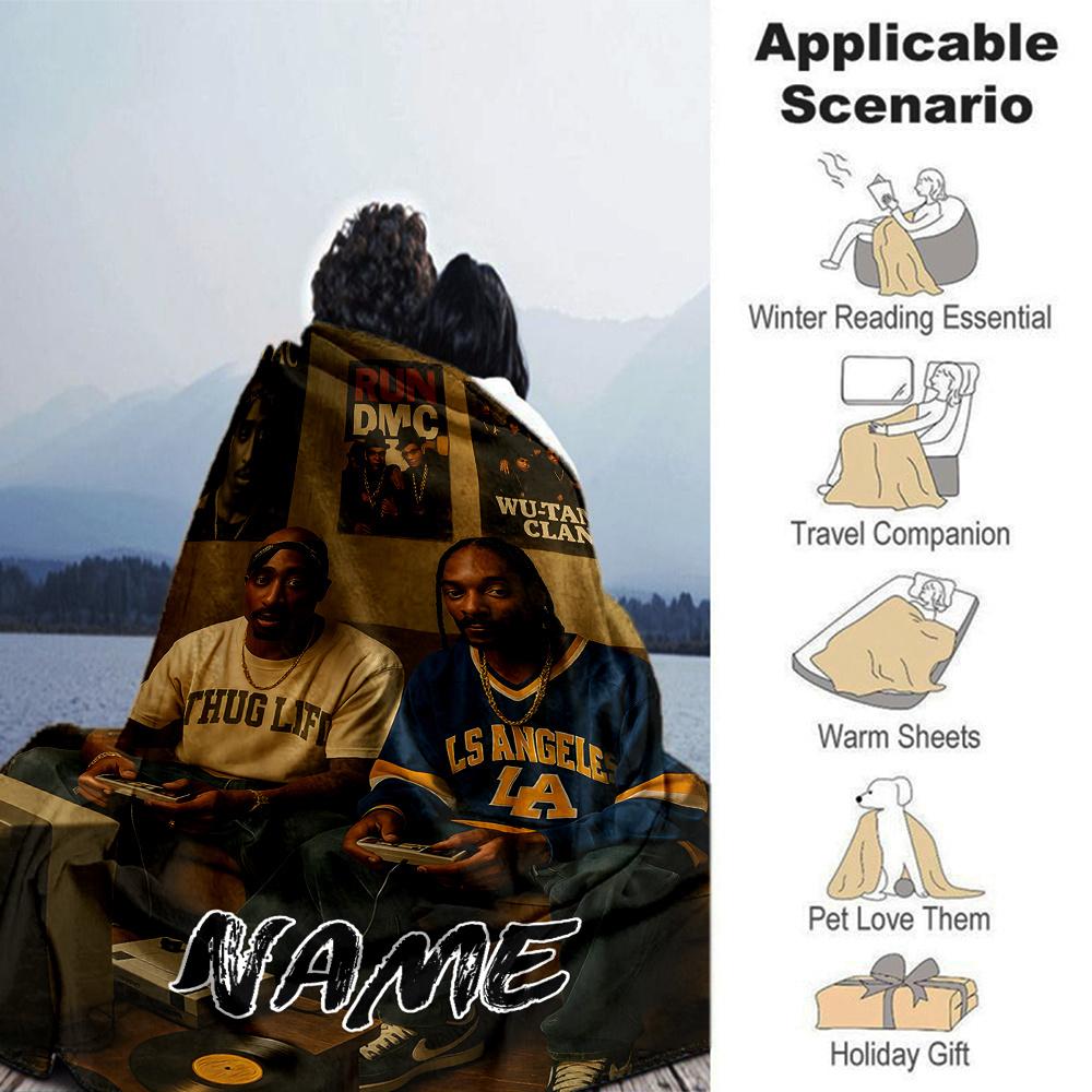 Tupac Snoop Dogg Gaming Room Posters Four Seasons Blanket Customized With Your Name Lightweight And Warm Perfect Gift For Home Office Camping Sofa