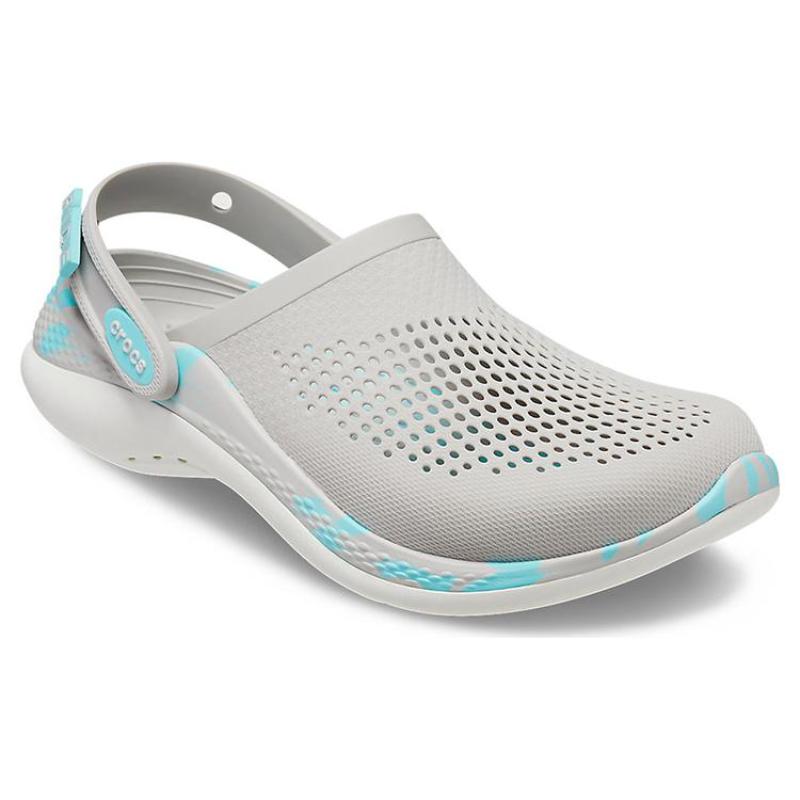 Crocs LiteRide Lightning Shoes Marbled Crocs Beach Sandals Hole Shoes Unisex Pearl White
