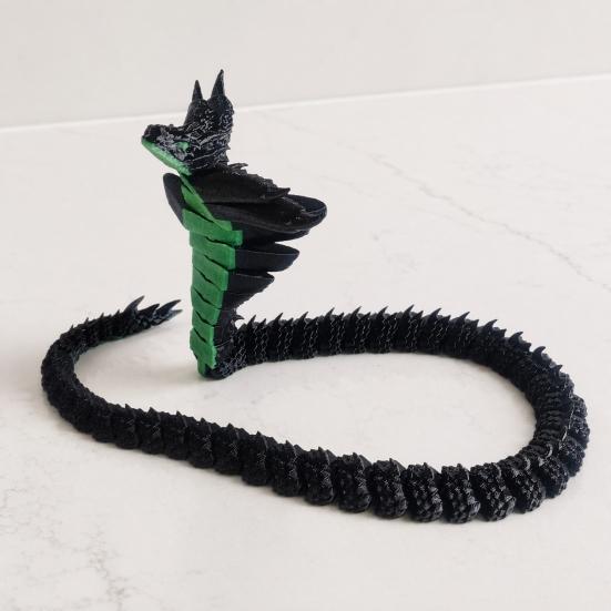 Snake Ornament, 3D Printing Poseable Snake Figure with Movable Joints Flexible Postures, Dark Themed Animal Desktop Collection Ornament
