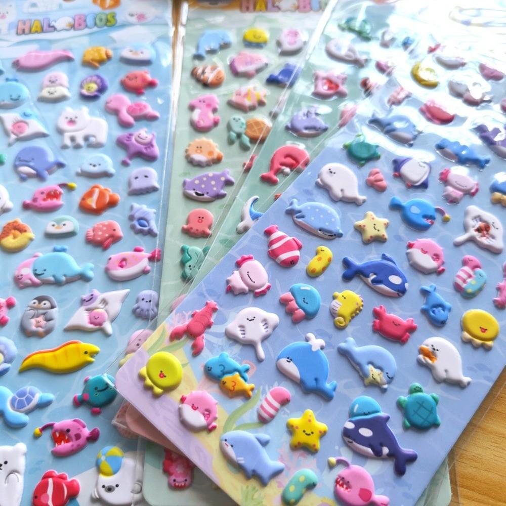4-Piece 3D Stereo Bubble Stickers Cartoon Animal Stickers for Kindergarten Rewards DIY Decor BulingBulingStickers Store