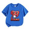 Kids Boys Girls 100% Cotton Short Sleeve O-neck T-shirt, Cute Red Cartoon Confused Character Printed Casual Soft Breathable Tee Top for Daily Wear Par