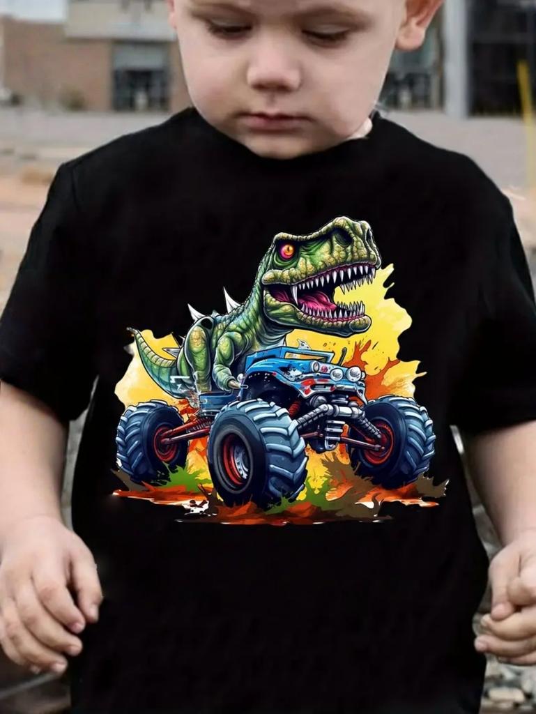Kinder T-Shirt Dinosaurier Muster Jungen Kleidung Lässiges O-Ausschnitt T-Shirt für einen Jungen Street Trendige Mode Tops Kinderkleidung