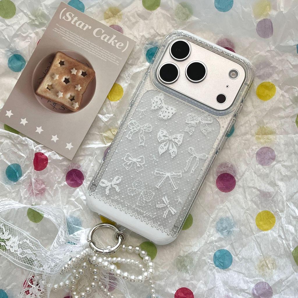 Lace Bow Protective Case for iPhone 17 Pro Max & 16, Chain-Compatible, 15 Pro Max-Compatible