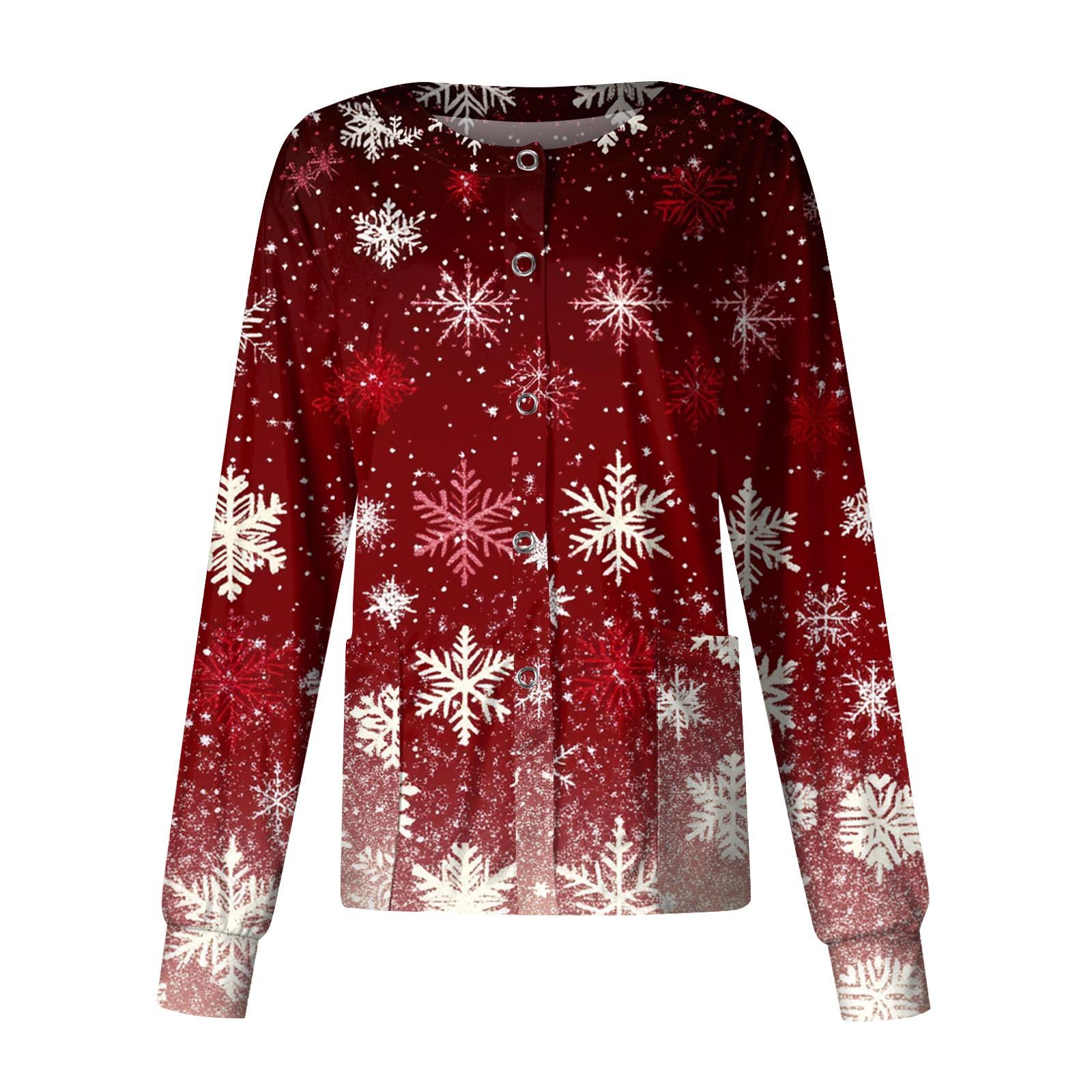 

Женская повседневная одежда с длинным рукавом и рождественским принтом, кардиган, верхняя одежда, униформа XXL