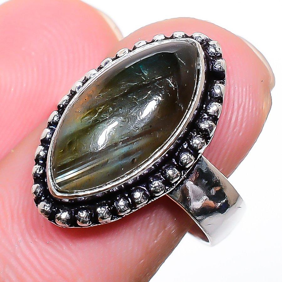 Labradorite Gemstone Handmade 925 Sterling Silver Jewelry Pendant 2.17"