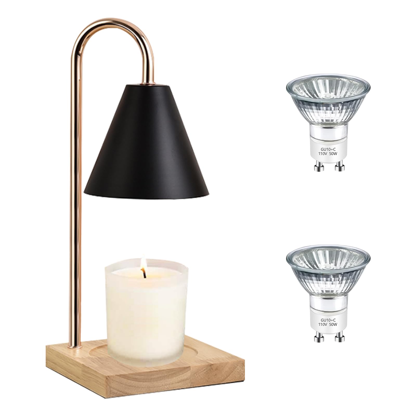 

Candle Warmer Candle Warmer with 2 x GU10 Stepless Indirect Aroma Candle Aroma Aroma Candle PSE Home Bedroom Sleep Wax Stylish Wooden Base [SinRenn]