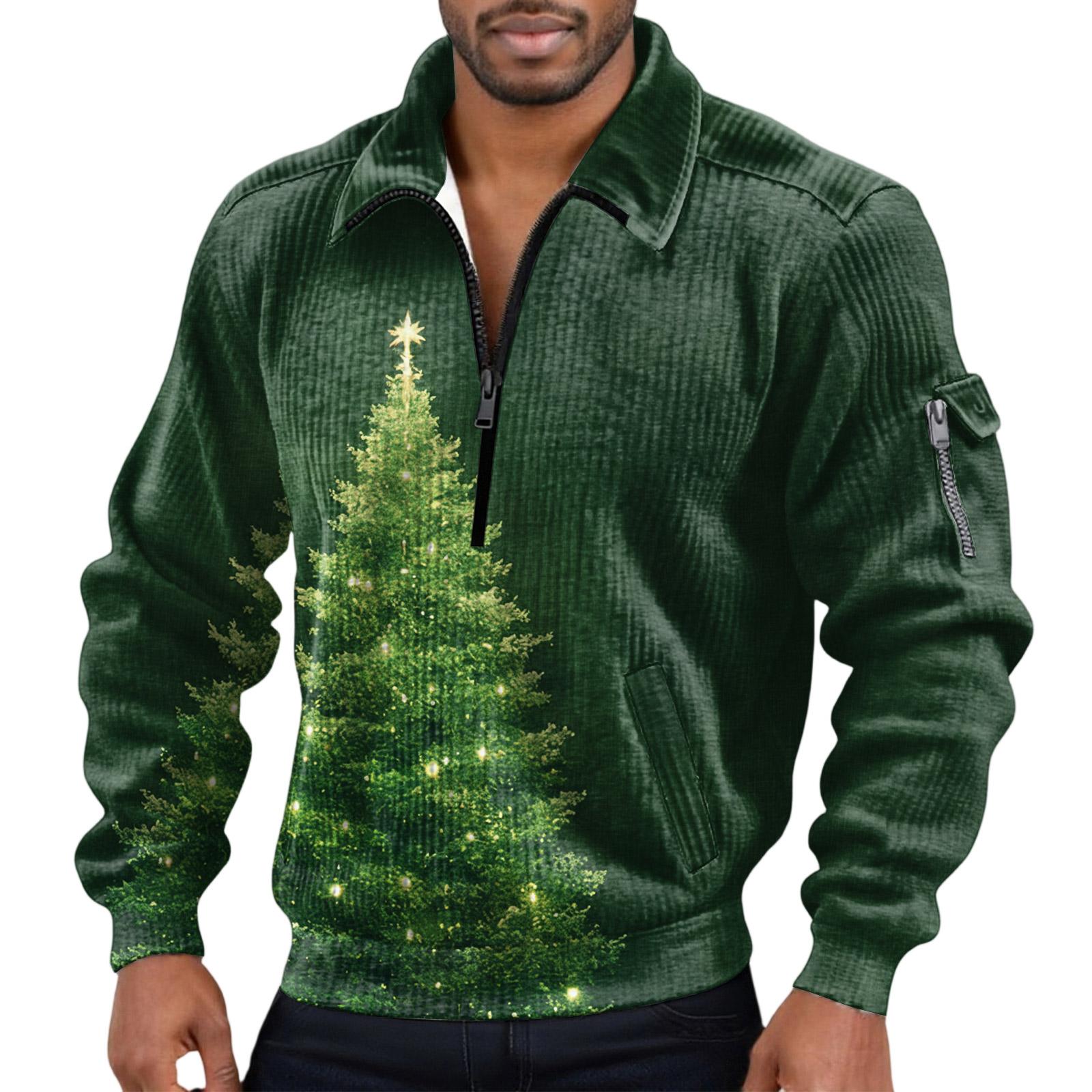 

Men s Solid Color Corduroy Zipper Neck Long Sleeve Top Men s Casual Lapel Top L армія зелений колір